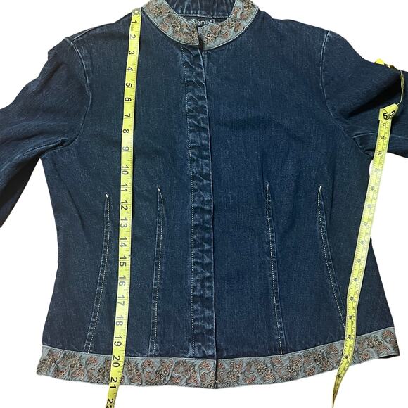 Vintage Willi Smith Cropped Denim Mock Neck Jacket Size Medium - Picture 6 of 7